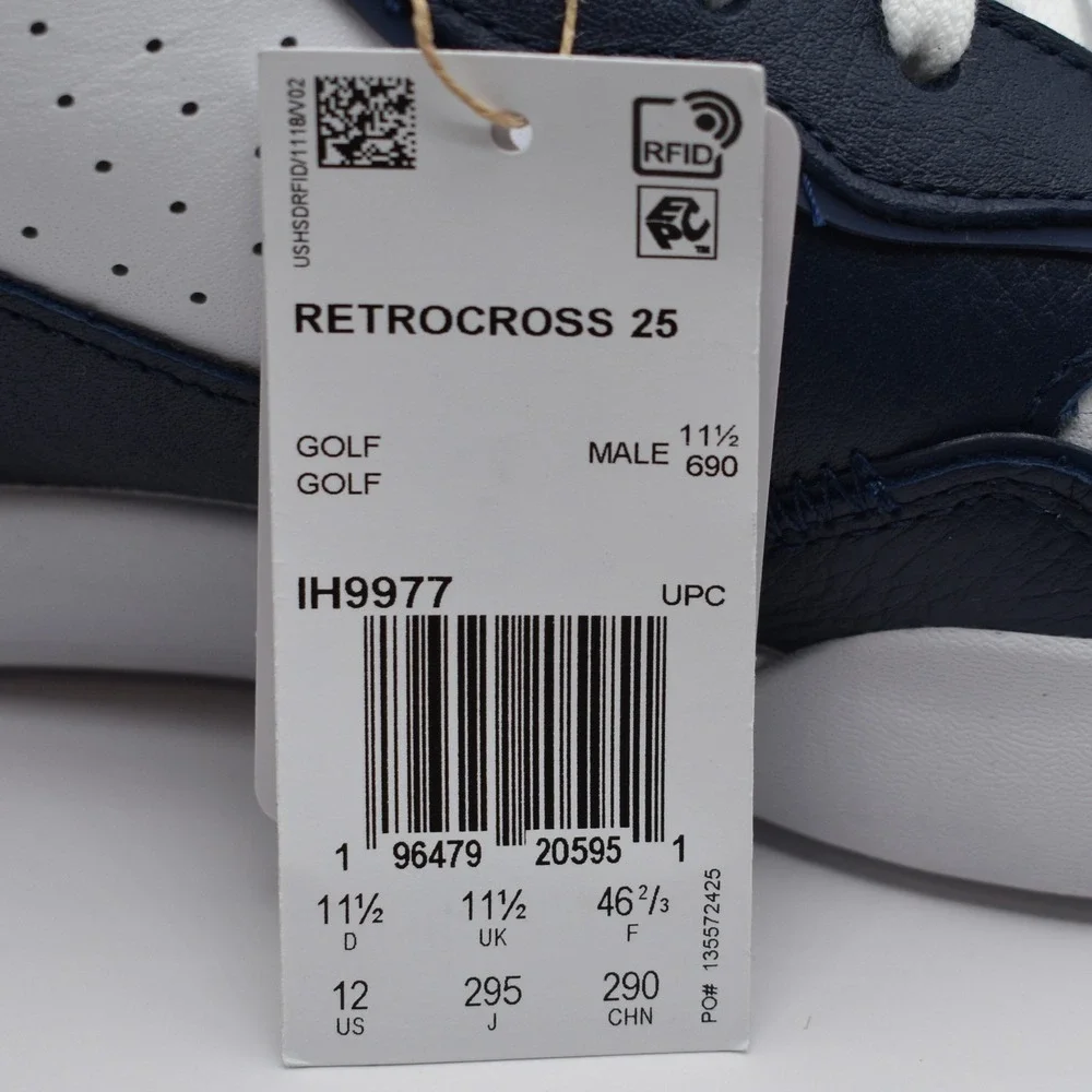 Adidas Retrocross 25 Spikeless Golf Shoes Men's Size 12 White‎ Navy IH9977 NWT